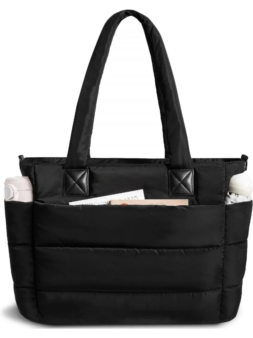 👜Women's Black Quilted Puffer Tote Bag Lightweight Work For Travel Handbags